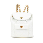 シャネル マトラッセ ココマーク チェーン リュック バックパック ホワイト ラムスキン レディース CHANEL 【中古】