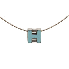 エルメス カージュ ド アッシュ Hキューブ ネックレス シルバー ライトブルー メタル レディース HERMES 【中古】
