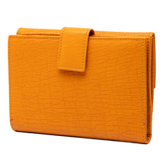 グッチ ロゴ ミドル長財布 二つ折り財布 143388 0416 オレンジ イエロー系 レザー レディース GUCCI 【中古】
