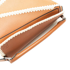 ロエベ パズルバッグ ミディアム ハンドバッグ ショルダーバッグ 2WAY ブラウン ホワイト レザー レディース LOEWE 【中古】