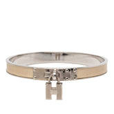 エルメス ケリー H カデナ バングル ブレスレット シルバー ベージュ メタル レザー レディース HERMES 【中古】