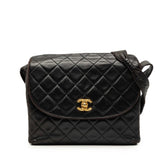 シャネル マトラッセ ココマーク 斜め掛け ショルダーバッグ ブラック ゴールド金具 ラムスキン レディース CHANEL 中古