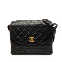 シャネル マトラッセ ココマーク 斜め掛け ショルダーバッグ ブラック ゴールド金具 ラムスキン レディース CHANEL 中古