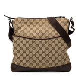 グッチ GGキャンバス 斜め掛け ショルダーバッグ 145857 ベージュ ホワイト キャンバス レザー レディース GUCCI 中古