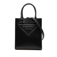 プラダ トライアングルロゴ ミニハンドバッグ ショルダーバッグ 2WAY 1BA333 ブラック レザー レディース PRADA 【中古】