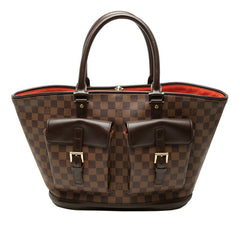 ルイ ヴィトン ダミエ マノスクGM ハンドバッグ N51120 ブラウン PVC レザー レディース LOUIS VUITTON 中古