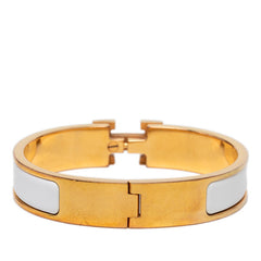 エルメス クリックH PM ブレスレット ゴールド ホワイト メッキ エナメル レディース HERMES 【中古】