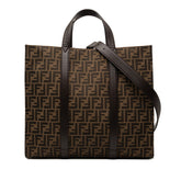 フェンディ FFロゴ トートバッグ ショルダーバッグ 2WAY 7VA390 ブラウン キャンバス レザー レディース FENDI 【中古】