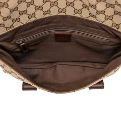 グッチ GGキャンバス ボディバッグ ウエストバッグ 145851 ベージュ ブラウン キャンバス レザー レディース GUCCI 【中古】