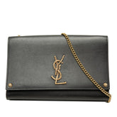 サンローラン YSLロゴ 斜め掛け チェーン ショルダーバッグ ブラック レザー レディース SAINT LAURENT 中古