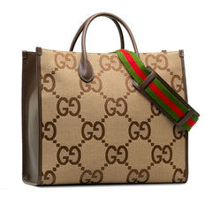 グッチ ジャンボGG シェリーライン ショルダーバッグ トートバッグ 2WAY 678839 ベージュ マルチカラー キャンバス レザー レディース GUCCI 中古