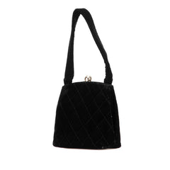 シャネル マトラッセ ココマーク ミニハンドバッグ ブラック ベロア レディース CHANEL 【中古】