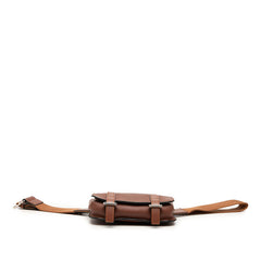 ロエベ アナグラム ミリタリー バムバッグ ボディバッグ ブラウン レザー レディース LOEWE 中古