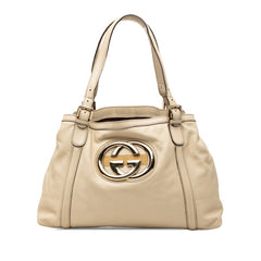 グッチ インターロッキングG ニューブリッド トートバッグ ショルダーバッグ 162094 アイボリー ベージュ レザー レディース GUCCI 【中古】