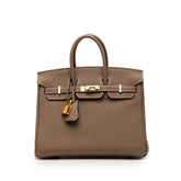 エルメス バーキン25 ハンドバッグ エトゥープ ブラウン ゴールド金具 トリヨンクレマンス レディース HERMES 【中古】