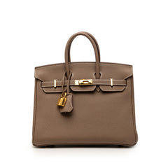 エルメス バーキン25 ハンドバッグ エトゥープ ブラウン ゴールド金具 トリヨンクレマンス レディース HERMES 【中古】