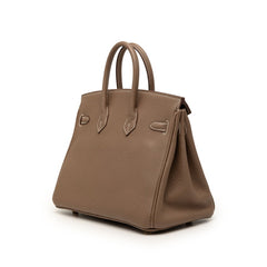 エルメス バーキン25 ハンドバッグ エトゥープ ブラウン ゴールド金具 トリヨンクレマンス レディース HERMES 【中古】