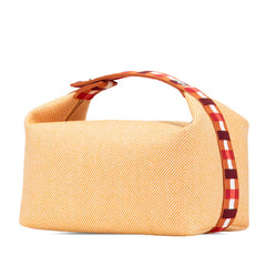 エルメス ブリッド ア ブラック オ カレ GM ハンドバッグ ポーチ フォーブ オレンジ コットン レディース HERMES 【中古】