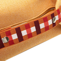 エルメス ブリッド ア ブラック オ カレ GM ハンドバッグ ポーチ フォーブ オレンジ コットン レディース HERMES 【中古】