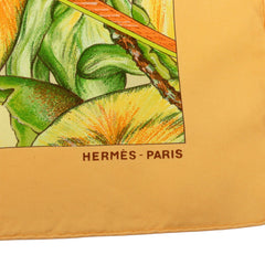 エルメス カレ90 Jardin Creole クレオルの楽園 スカーフ オレンジ マルチカラー シルク レディース HERMES 中古