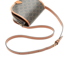セリーヌ トリオンフ ミディアム フォルコ 斜め掛け ショルダーバッグ ブラウン PVC レザー レディース CELINE 【中古】
