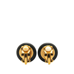 シャネル ヴィンテージ ココマーク ラウンド イヤリング ブラック ゴールド プラスチック メッキ レディース CHANEL 【中古】