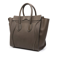 セリーヌ ラゲージ ミニショッパー ハンドバッグ カーキ グレー系 レザー レディース CELINE 中古