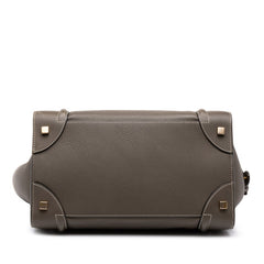セリーヌ ラゲージ ミニショッパー ハンドバッグ カーキ グレー系 レザー レディース CELINE 中古