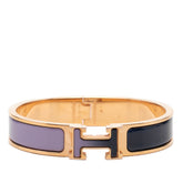 エルメス クリックH PM ブレスレット バングル ゴールド パープル ネイビー グラデーション メッキ エナメル レディース HERMES 【中古】