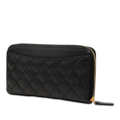 シャネル マトラッセ ココマーク ラウンドファスナー 長財布 ブラック ボルドー キャビアスキン レディース CHANEL 【中古】