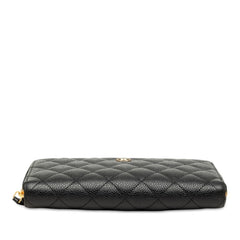 シャネル マトラッセ ココマーク ラウンドファスナー 長財布 ブラック ボルドー キャビアスキン レディース CHANEL 【中古】