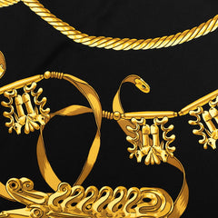 エルメス カレ90 LES CAVALIERS D’OR 黄金の騎士 スカーフ ブラック ゴールド シルク レディース HERMES 【中古】
