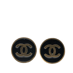 シャネル ココマーク ラウンド イヤリング ゴールド ブラック メッキ レディース CHANEL 【中古】