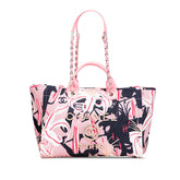 シャネル ドーヴィル トートバッグ ハンドバッグ ピンク マルチカラー ベロア レザー レディース CHANEL 【中古】
