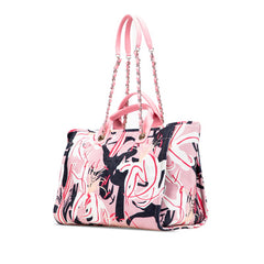 シャネル ドーヴィル トートバッグ ハンドバッグ ピンク マルチカラー ベロア レザー レディース CHANEL 【中古】
