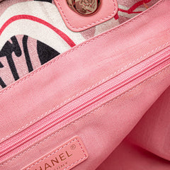 シャネル ドーヴィル トートバッグ ハンドバッグ ピンク マルチカラー ベロア レザー レディース CHANEL 【中古】