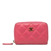 シャネル ココマーク マトラッセ コインケース 小銭入れ ピンク キャビアスキン レディース CHANEL 【中古】
