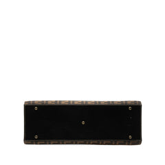 フェンディ ズッカ トートバッグ 15095 ブラウン ブラック キャンバス レザー レディース FENDI 中古