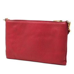 プラダ 三角ロゴプレート ショルダーバッグ クラッチバッグ レッド レザー レディース PRADA 【中古】