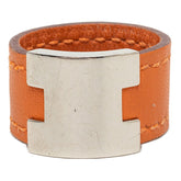 エルメス ルーリーリング 指輪 #L オレンジ シルバー レザー メタル レディース HERMES 【中古】