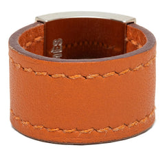 エルメス ルーリーリング 指輪 #L オレンジ シルバー レザー メタル レディース HERMES 【中古】