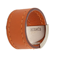 エルメス ルーリーリング 指輪 #L オレンジ シルバー レザー メタル レディース HERMES 【中古】