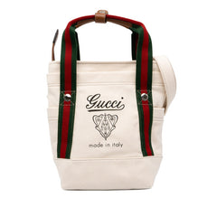 グッチ ロゴ ハンドバッグ ショルダーバッグ 820999 ホワイト キャンバス レザー レディース GUCCI 中古