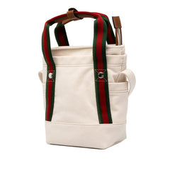 グッチ ロゴ ハンドバッグ ショルダーバッグ 820999 ホワイト キャンバス レザー レディース GUCCI 中古