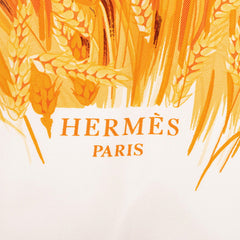 エルメス カレ90 LAPINS DANS UN CHAMP DE 麦畑とうさぎ スカーフ 大判スカーフ オレンジ ホワイト シルク レディース HERMES 中古