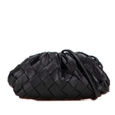 ボッテガヴェネタ イントレチャート ミニ ザ ポーチ 斜め掛け ショルダーバッグ ブラック レザー レディース BOTTEGAVENETA 【中古】