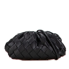 ボッテガヴェネタ イントレチャート ミニ ザ ポーチ 斜め掛け ショルダーバッグ ブラック レザー レディース BOTTEGAVENETA 【中古】