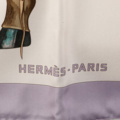 エルメス カレ90 BOTTES STORY スカーフ ホワイト パープル マルチカラー シルク レディース HERMES 【中古】