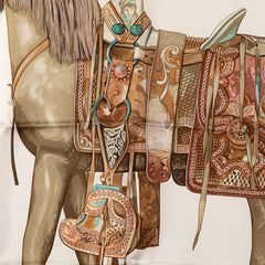 エルメス カレ90 BOTTES STORY スカーフ ホワイト パープル マルチカラー シルク レディース HERMES 【中古】