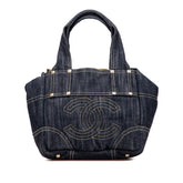 シャネル スパークリングデニム ココマーク ハンドバッグ A31985 インディゴブルー デニム レディース CHANEL 中古